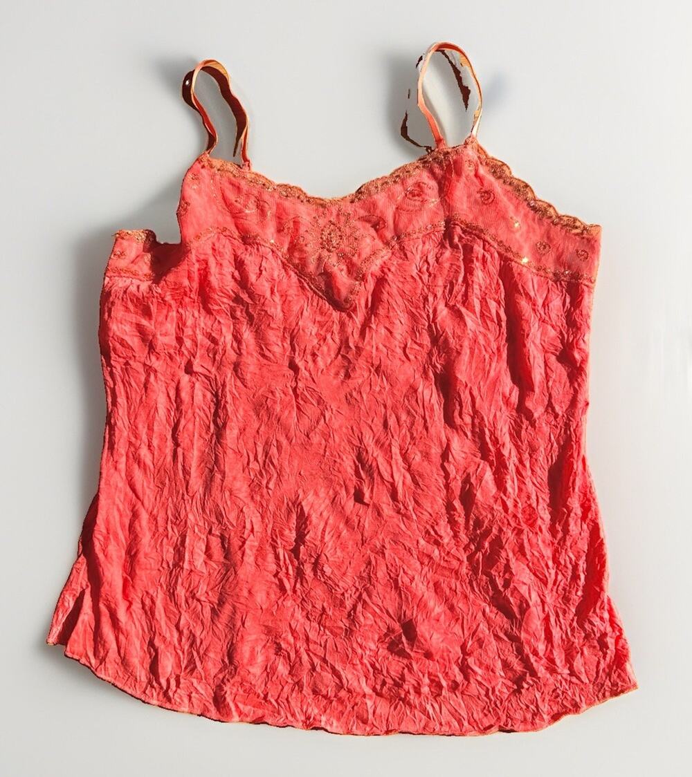 Vintage Y2K Xhilaration Coral Pink Beaded Lace Trim Camisole Sz XL
